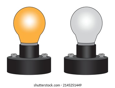 Bombilla con soporte. Ilustración vectorial aislada en fondo blanco.