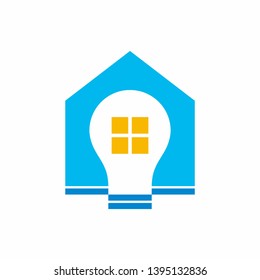 Light Bulb House Building Architecture Business Company Vector Logo Design