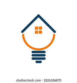 Light bulb in the house or home lighting lights logo vector design illustration