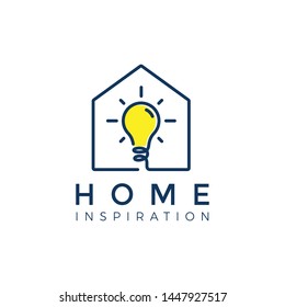 Light bulb in the house or home. smart house, home energy logo vector illustration - Vector