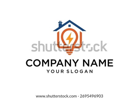 Light bulb in the house or home. smart house logo vector illustration - Vector