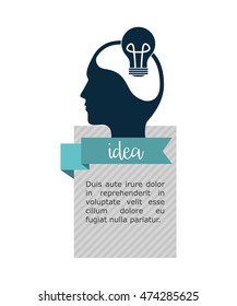 light bulb human head big and great idea infographic creativity icon set. Colorful and flat design. Vector illustration