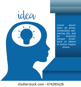 light bulb human head big and great idea infographic creativity icon set. Colorful and flat design. Vector illustration