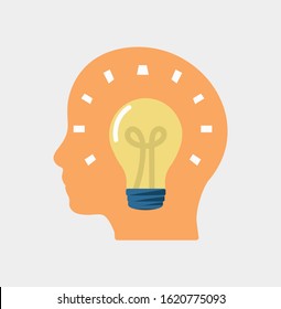 light bulb in the human head concept