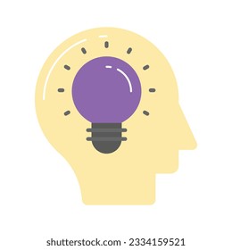 Bombilla de luz con cabeza humana que muestra un icono de concepto de pensamiento creativo