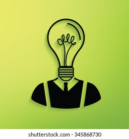 
Light bulb human on green background,clean vector