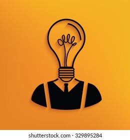Light bulb human on yellow background,clean vector