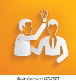 Light bulb, human resource on yellow background,clean vector
