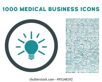 Light Bulb icon with 1000 medical commercial soft blue vector design elements. Clipart style is flat bicolor symbols, white background.