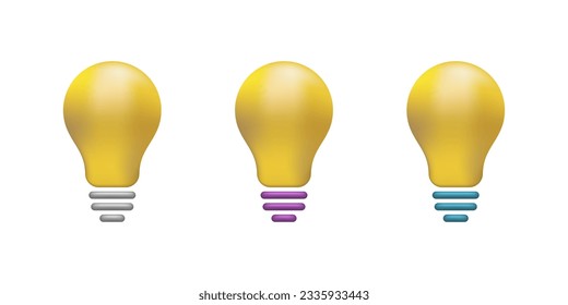 Light bulb icon. 3D lamp icon. Vector illustration.