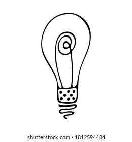 Light bulb icon. Black line on a white background. Illustrator.