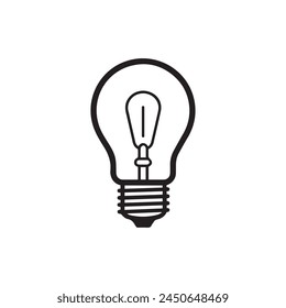 Light bulb icon. Black outline Light bulb icon on white background. Vector illustration