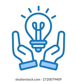 Icono de bombilla azul Ilustración vectorial de diseño de doble tono