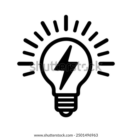 Light bulb icon with a bold lightning bolt symbol, Vector illustration.