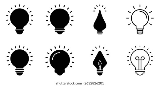 Light bulb icon, light bulbs vector icon, lamps icon, light bulb silhouette icons collection, vector illustration, eps 10