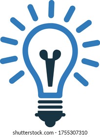 Icono de la bombilla, creatividad empresarial, creación de ideas