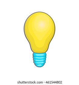 Light bulb icon in cartoon style isolated on white background. Lighting symbol