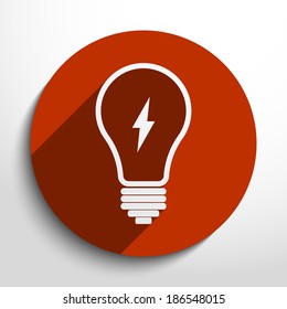 Light bulb icon in circle, flat design