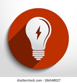 Light bulb icon in circle, flat design