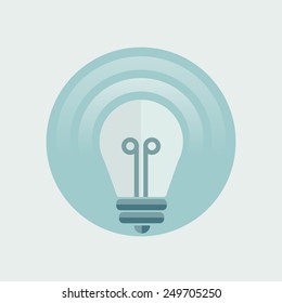 Light bulb icon in circle, flat design.Vector Illustration.