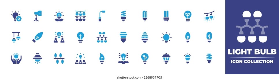 Light bulb icon collection. Duotone color. Vector illustration. Containing idea, lights, bio energy, light bulb, street light, lightbulb, bulb, garland, ceiling lamp, teamwork, light bulbs, lamp.