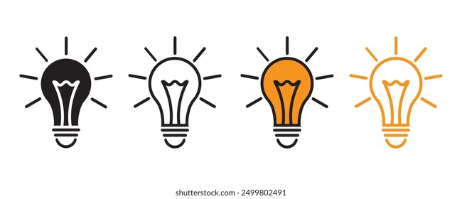 Light bulb icon collection. light bulb symbol, bulb symbols for web site design and mobile apps. Simple light bulb pictograms on a white background.