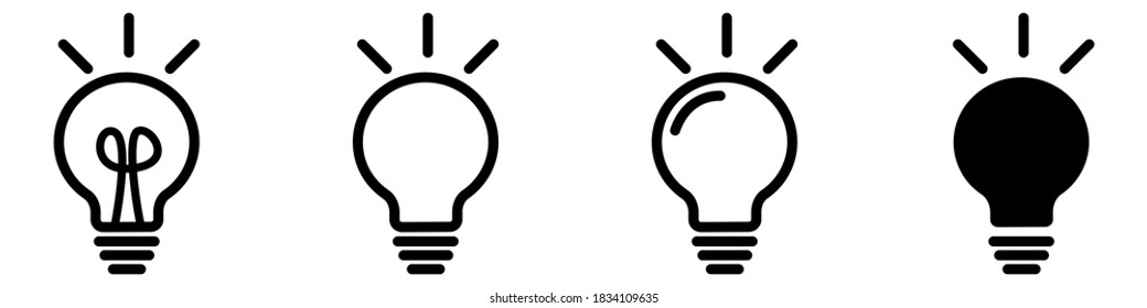Light bulb icon collection in white background. Flat style vector.