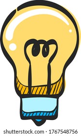Light bulb icon in color drawing. Idea inspiration electricity light