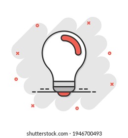 Light bulb icon in comic style. Lightbulb vector cartoon illustration pictogram. Lamp idea business concept splash effect.