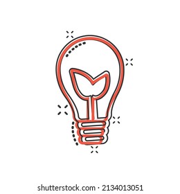 Light bulb icon in comic style. Lightbulb cartoon vector illustration on white isolated background. Energy lamp splash effect sign business concept.