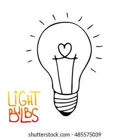 Light bulb icon. Concept of big ideas inspiration, innovation, invention, effective thinking. Isolated. Vector illustration.  Idea symbol. Vector. sketch. Hand-drawn doodle sign. 