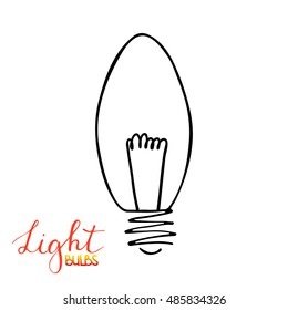 Light bulb icon. Concept of big ideas inspiration, innovation, invention, effective thinking. Isolated. Vector illustration.  Idea symbol. Vector. sketch. Hand-drawn doodle sign. 