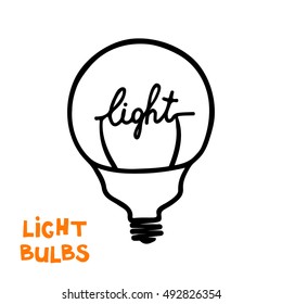 Light bulb icon. Concept of big ideas inspiration, innovation, invention, effective thinking. Isolated. Vector illustration.  Idea symbol. Vector. sketch. Hand-drawn doodle sign. 
