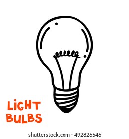 Light bulb icon. Concept of big ideas inspiration, innovation, invention, effective thinking. Isolated. Vector illustration.  Idea symbol. Vector. sketch. Hand-drawn doodle sign. 