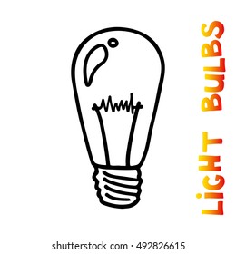 Light bulb icon. Concept of big ideas inspiration, innovation, invention, effective thinking. Isolated. Vector illustration.  Idea symbol. Vector. sketch. Hand-drawn doodle sign. 