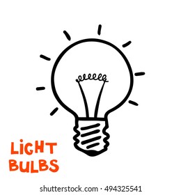 Light bulb icon. Concept of big ideas inspiration, innovation, invention, effective thinking. Isolated. Vector illustration.  Idea symbol. Vector. sketch. Hand-drawn doodle sign. 