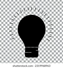 Light Bulb Icon Concept Design on Checkerboard Transparent Background