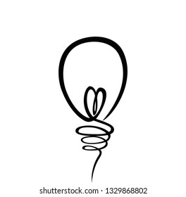 Light bulb icon with concept of idea. Vector isolated on white background. Contour line.