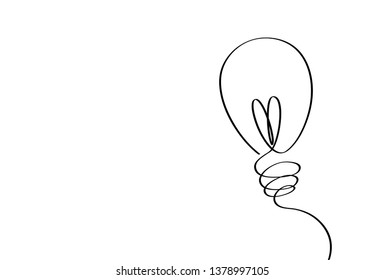 Light bulb icon with concept of idea. Vector isolated on white background. Contour line