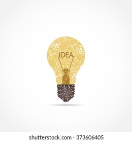  Light bulb icon with concept of idea. painted with lines. cool logo