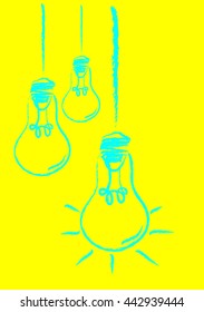 light bulb icon with concept of idea sketch in vector. Doodle hand drawn sign. Illustration for print, web