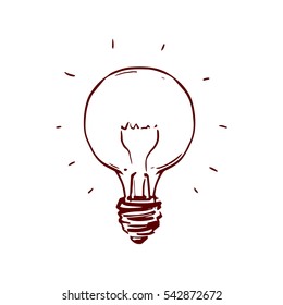 light bulb icon with concept of idea, sketch hand drawn sign, Illustration for print, web, your design