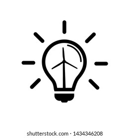 Light Bulb Icon - Concept Of Natural Energy Sources - Vector Illustration - Isolatet On White Background