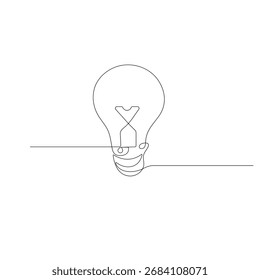 Light bulb   icon   continuous one line drawing of outline vector illustration