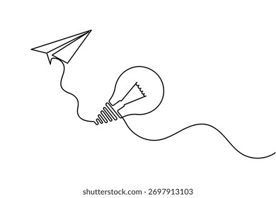 Light bulb icon continuous one line drawing minimalist outline vector illustration
