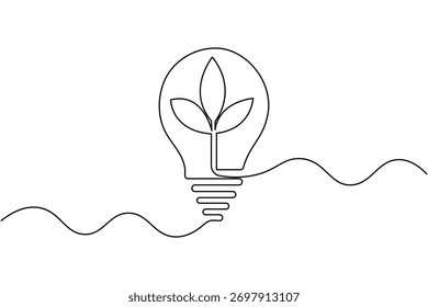 Ícone de lâmpada desenho contínuo de uma linha ilustração vetor contorno minimalista
