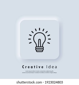 Light bulb icon. Creative Idea icon. Solution symbol, lamp icons, idea. Symbol of creativity, creative idea, mind, thinking. Vector EPS 10. Neumorphic UI UX