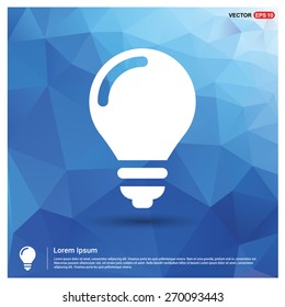 Light bulb icon. Creative idea icon. Blue geometric pattern, triangles background, polygonal design. Polygon geometric. Vector illustration