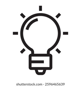 Light bulb icon, creativity and innovation symbol, black and white vector illustration isolated on white background.	