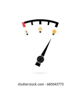 Light bulb icon and creativity measure concept.Creativity and idea level concept.Concept of ideas inspiration.Business ,knowledge and education concept.Vector illustration